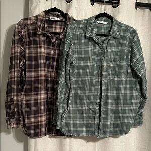 Sonoma Women's Plaid Button-Down Shirt - Green and Brown
